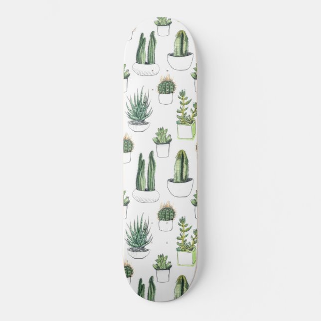 Skateboard Cactus pour aquarelle et Succulent (Recto)