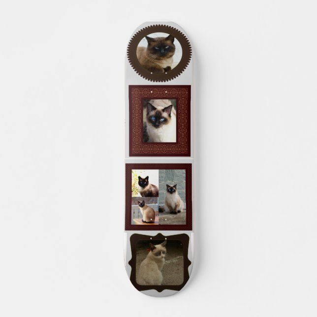 Skateboard Cadeau photo de la famille des chats de Siamese (Devant)