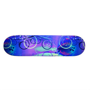 Skateboard Cadeaux Girly pourpres bleus de remous floral