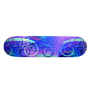 Skateboard Cadeaux Girly pourpres bleus de remous floral
