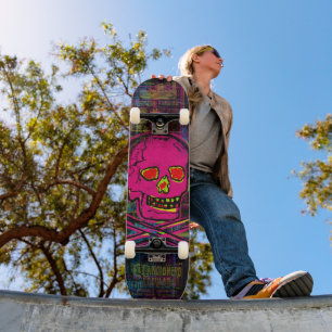 Skateboard Calavera mexicaine, crâne rouge et noir
