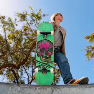Skateboard Calavera Mexicaine Green Ray Crull Grunge Art