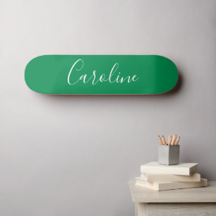 Skateboard Calligraphie Chic Personnalisée Nom Kelly Green