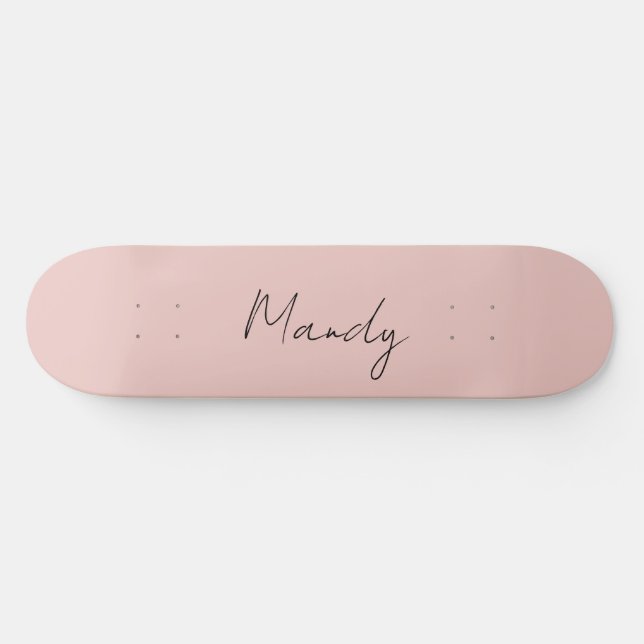 Skateboard Calligraphie Élégant Rose Or Plaine Nom simple (Horz)