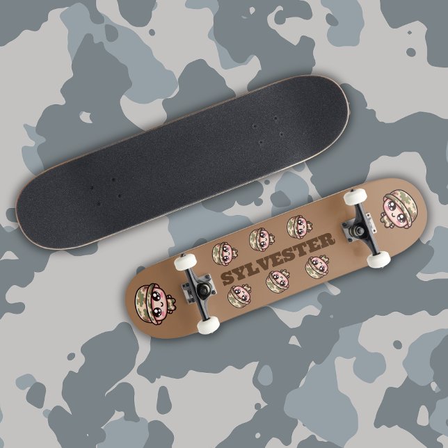 Skateboard Camouflage de l'armée de Cute Kawaii Monogramme su (Créateur téléchargé)