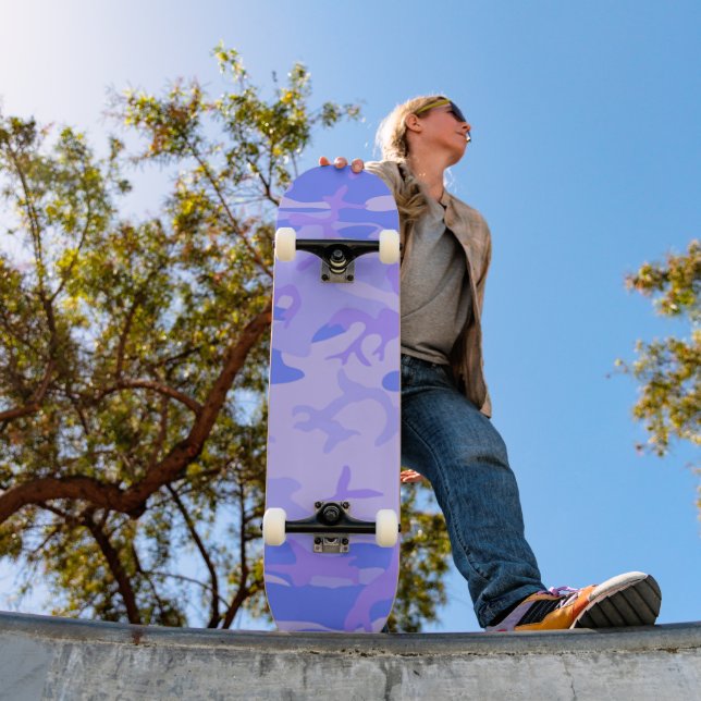 Skateboard Camouflage Pastel Blue Motif Abstrait (Extérieur 1)