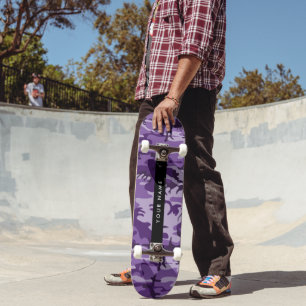 Skateboard Camouflage Violet Personnalisez votre nom