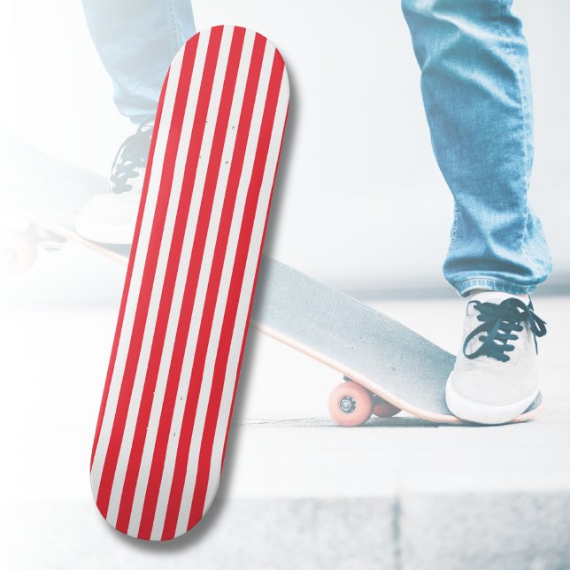 Skateboard Cane de bonbon rouge et blanc rayé horizontal simp (Créateur téléchargé)