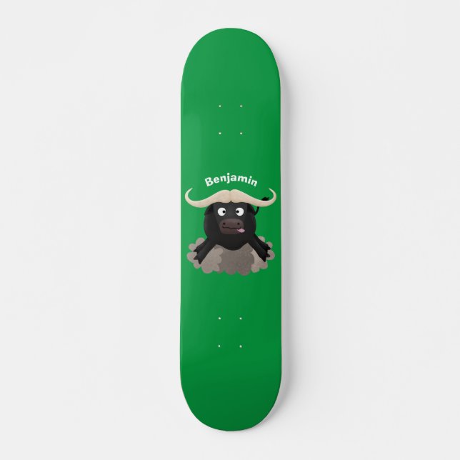 Skateboard Caricature amusante de buffle d'eau courante (Devant)