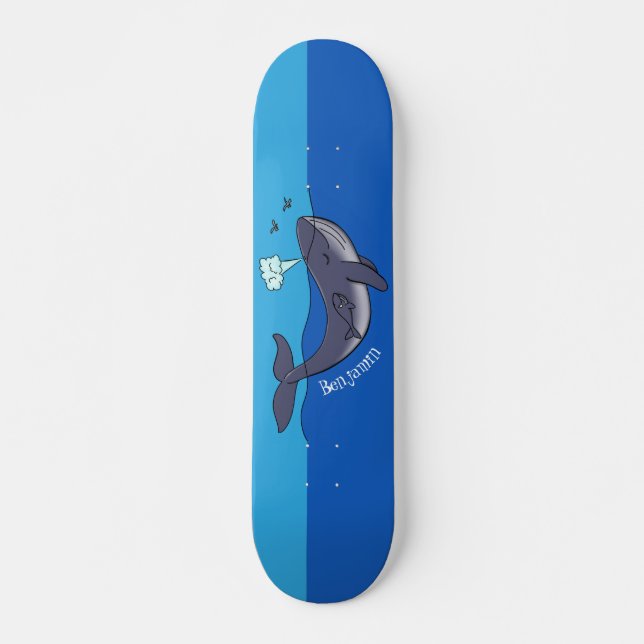 Skateboard Caricature de baleine mignonne et de baleine de ve (Devant)