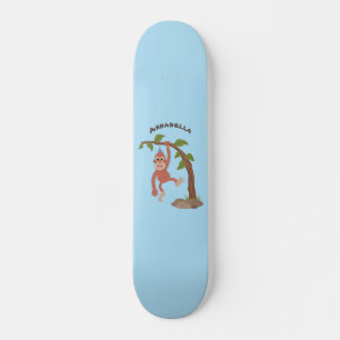 Skateboard Caricature de bébé orangoutan joyeux