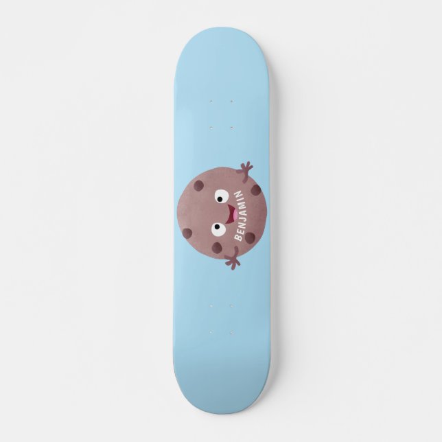 Skateboard Caricature de biscuit à puce en chocolat (Devant)