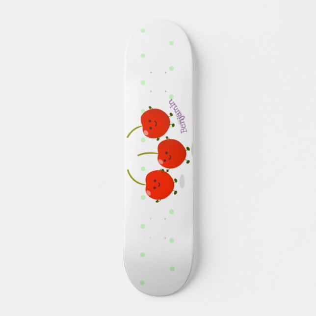 Skateboard Caricature de cerises rouges à sauter mûr (Devant)