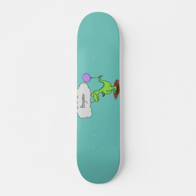 Skateboard Caricature de dragon dragon drôle et vert respiran (Devant)