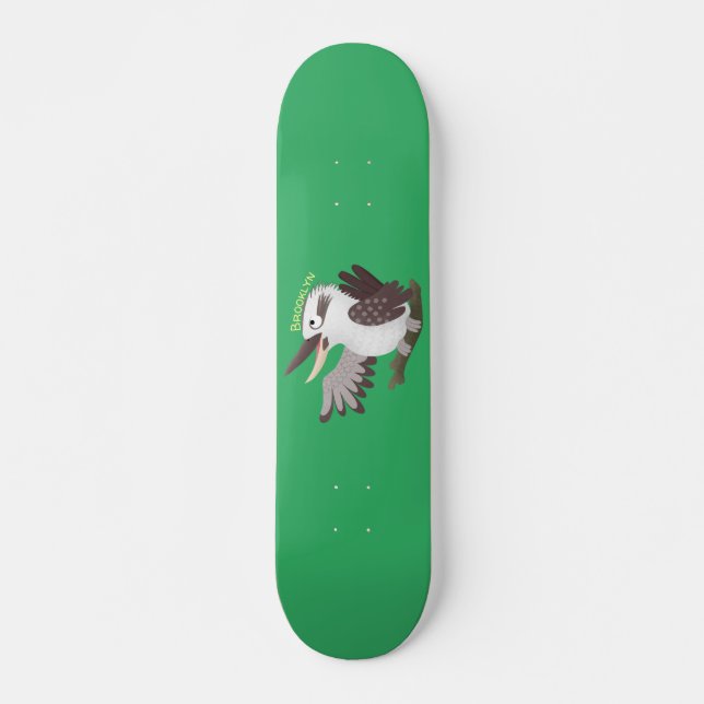Skateboard Caricature de kookaburra drôle et drôle (Devant)