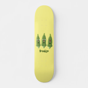 Skateboard Caricature de légumes de l'okra chantante mignonne