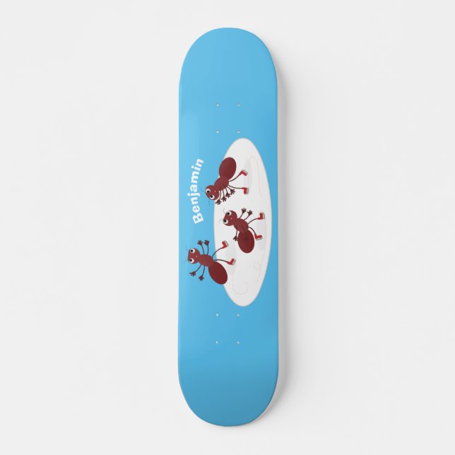 Skateboard Caricature de patinage sur glace de Happy red four (Devant)