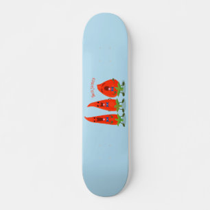 Skateboard Caricature de piments chantants mignons