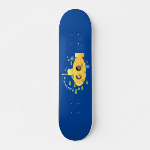 Skateboard Caricature de poisson sous-marin jaune mignon