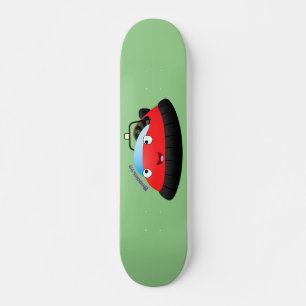Skateboard Caricature d'hovercraft rouge joyeux