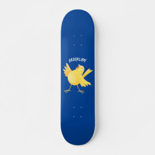 Skateboard Caricature d'oiseau canari jaune chantant mignon