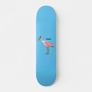 Skateboard Caricature d'oiseau de spatule de rose
