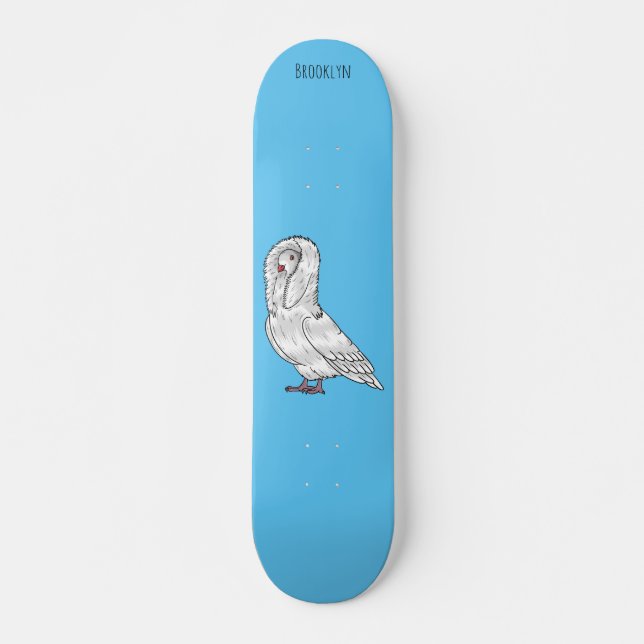 Skateboard Caricature d'oiseau pigeon Jacobin (Devant)