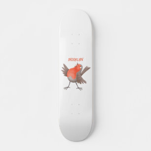 Skateboard Caricature d'oiseau rouge chantant mignon