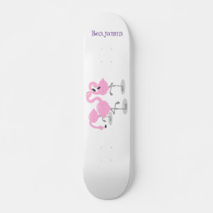 Skateboard Caricature en trio flamand rose mou