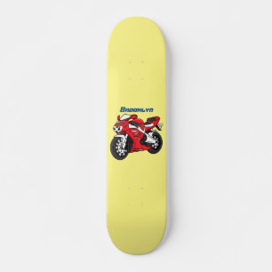 Skateboard Caricature moto de sport rouge mou