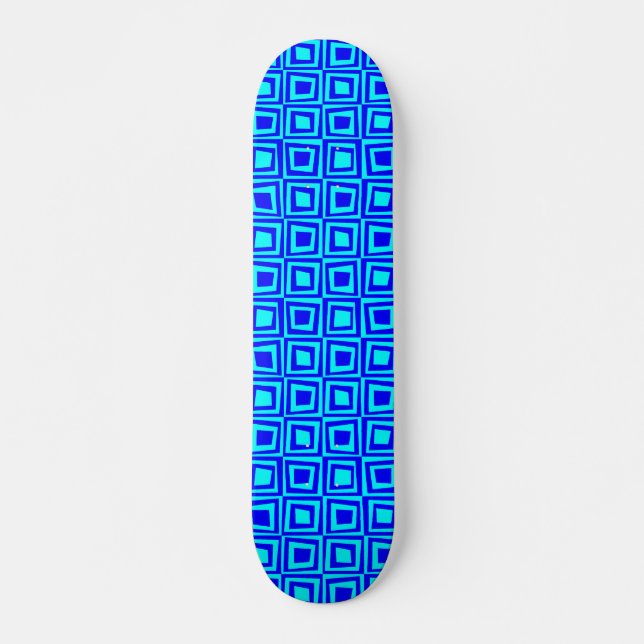 Skateboard Carré rétro - Bleu sur Cyan (Devant)