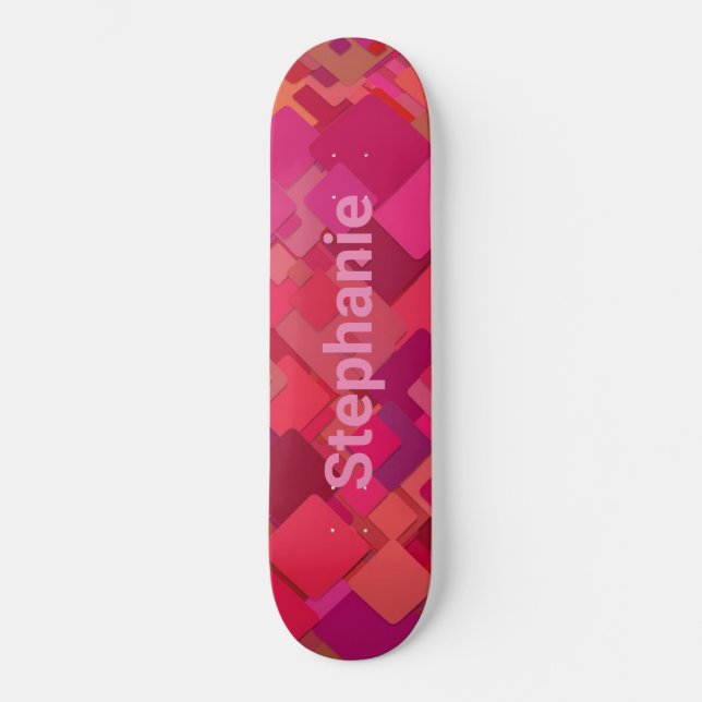 Skateboard Carré rouge hanche rétro (Recto)