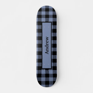 Skateboard Carreaux Noir et Bleu, Carreaux de Buffalo, Bûcher