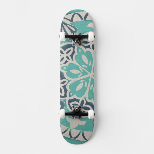 Skateboard Carrelage Batik Bleu I (Recto)