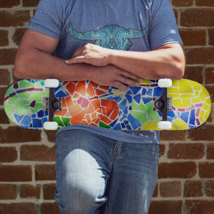 Skateboard Carrelage en mosaïque multicolore Koi Pond