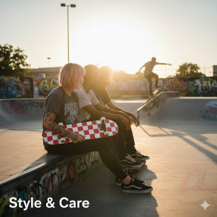 Skateboard Carrés blancs modernes sur rouge de Noël