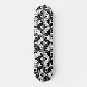 Skateboard Carrés rétro - Noir sur Blanc