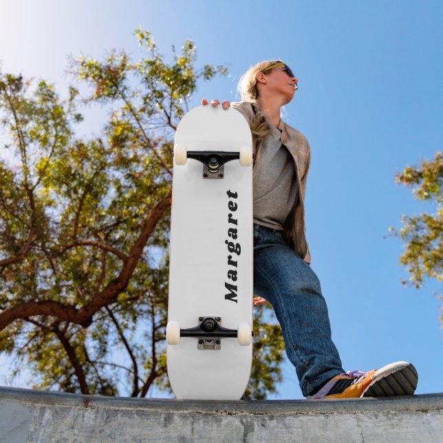 Skateboard Carte à roulettes blanche avec votre nom en style (Extérieur 1)