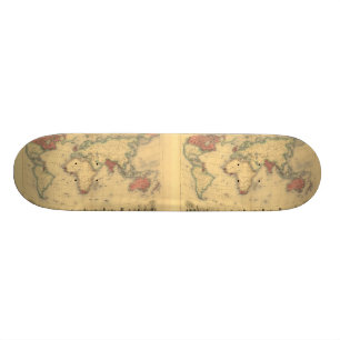 Skateboard carte de 1850's d'Empire Britannique dans le monde