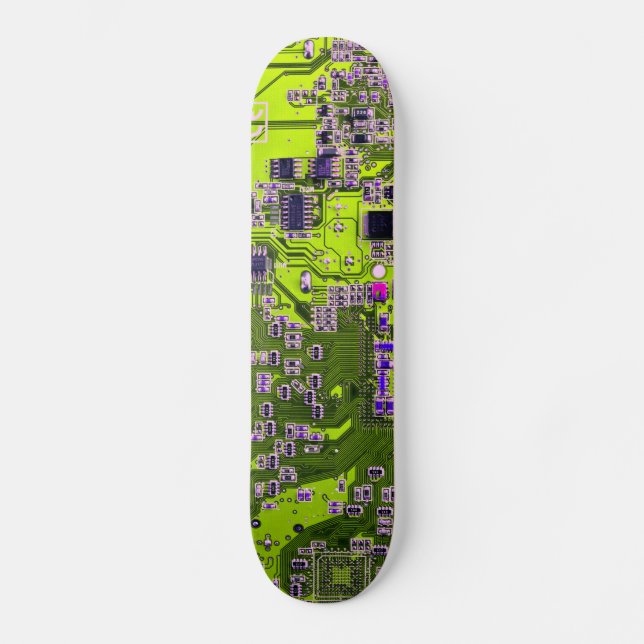 Skateboard Carte de circuit Geek d'ordinateur Neon Jaune (Recto)