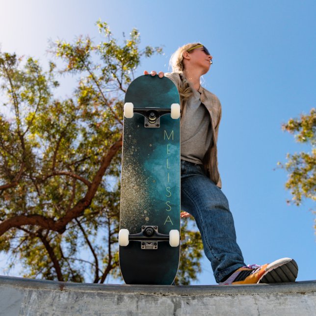 Skateboard Carte de skate marine Blue Gold Nebula (Extérieur 1)