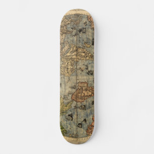 Skateboard Carte du monde Atlas historique Vintage