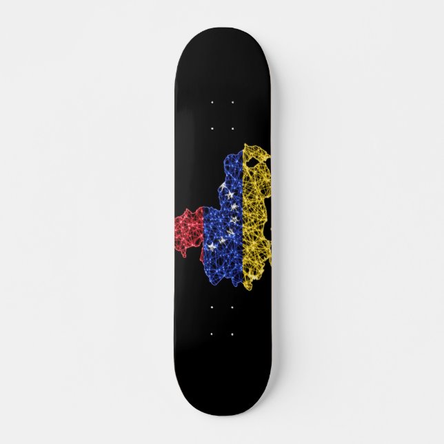 Skateboard Carte du Venezuela, Polygonal maillage ligne carte (Devant)