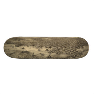 Skateboard Carte imagée vintage de Seattle (1878)