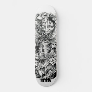 Skateboard Carte Japonaise Demon Mask Samurai Sword Wave Skat