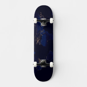 Skateboard Carte Plate De La Terre Montrant Les Lumières De L