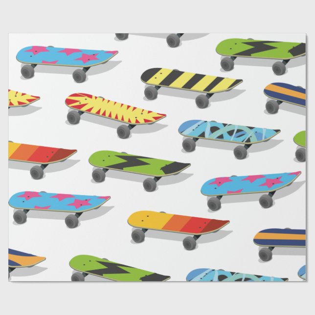 Skateboard Cartoon. Geschenkpapier (Flach)