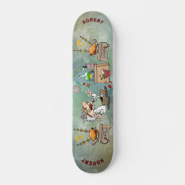Skateboard Cartoon Mad Scientifique Dans Son Laboratoire Avec