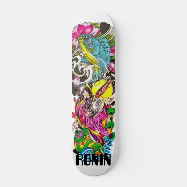 Skateboard Casserole japonais Rabat Koi Fleur Lotus Skateboar (Recto)