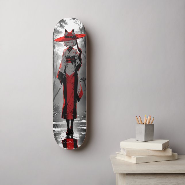 Skateboard cat girl anime fan art (Art mural)